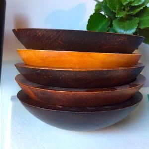 BARIBOCRAFT WOODEN BOWLS set of 5 salad kitchen